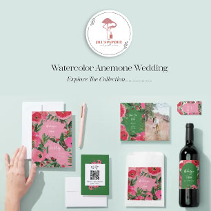 Convite Casamento Amarelo de Anêmonas de Aquarela