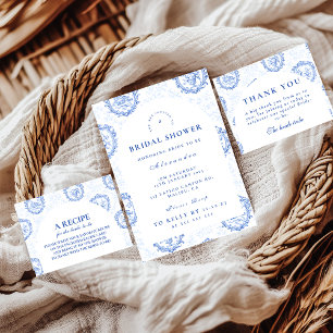 Convite Chá de Bebê Romântico em Toile Azul