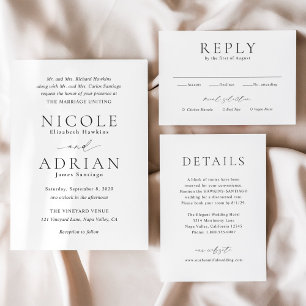Convite Nicole White Elegant Wedding
