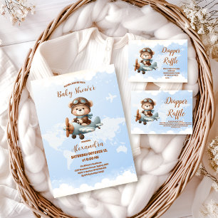 Convite Aventura de Avião de Urso Cortado Começa Chá de fr