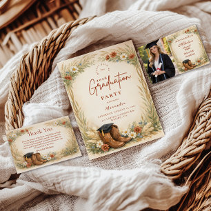 Convite Festa de Graduação de Caubói Rústica