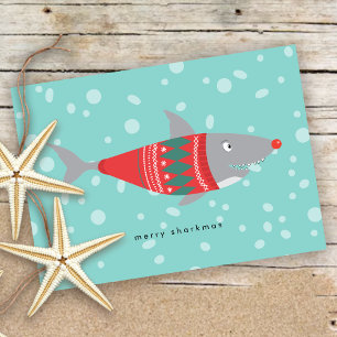 Tubarão de Natal engraçado em suéter