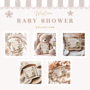 Cartão De Informações Boho Cowgirl Boots Diapper Raffle