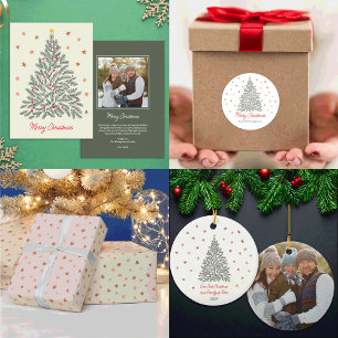 Papel De Presente Estrelas de Feriado Simples, Retiradas À Mão