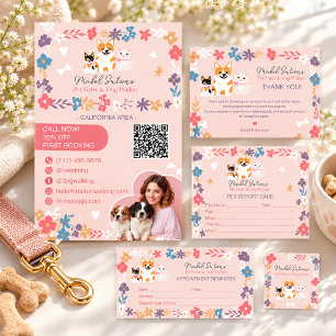 Flyer Passeador de cães bicho de estimação floral gracio