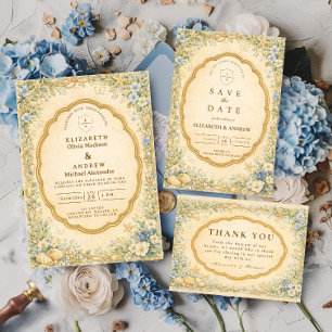 Cartão De Agradecimento Casamento Floral Náutico Costeiro Vintage