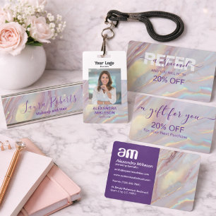 Cartão De Visita Mármore Holográfico Dourado