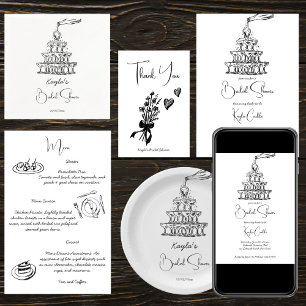 Adesivo Redondo Chá de panela de champanhe desenhado à mão