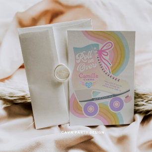 Convite de aniversário de patinação do cilindro