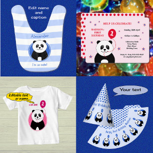 Convite Primeira festa de aniversário de panda