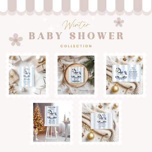 Cartão De Informações Raffle Chá de fraldas Cavalo Azul