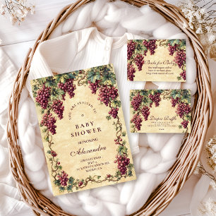 Convite Chuva de Bebê Botânica da Vinha de Uva Vintage