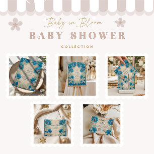 Guardanapo De Papel Chá de Bebê Botânico Azul Vintage