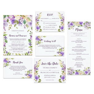 Convite De Casamento Floral De Lilac Watercolor