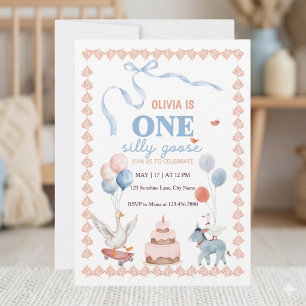 Convite Um Primeiro Aniversário de Menina Silly Goose em A