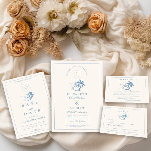 Cartão De Informações Casamento de Desenho da Mão de Palmeira Elegante