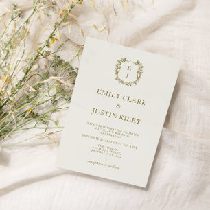 Convite Foto do Monograma Dourado Clássico Salvar o Casame