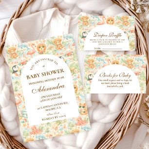 Cartão De Informações Rifa de Fraldas de Animais de Verão Pastel