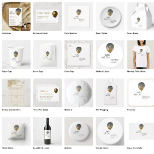 Cartão De Informações Baby Balloon Sparkles Glitz Obrigado