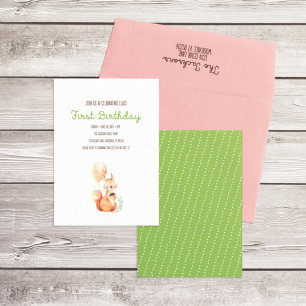 Convite Woodland Animal First Birthday/Convite Ao Chá