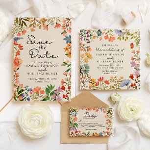 Convite Boho Watercolor Garden of Wildflower Wedding