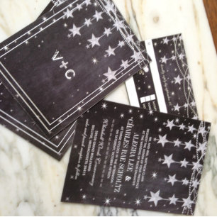 Convite Dourado quadro de casamentos de Rosa sob as estrel