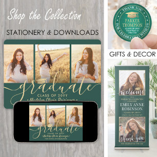 Convite 3 Colagem de Fotografias Script Dourada Festa de f