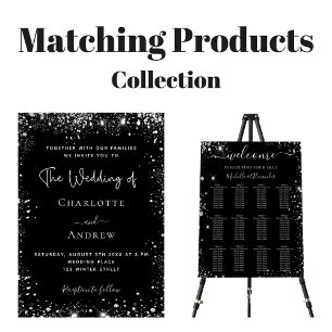 Flyer Orçamento de convite para casamento de prata preta