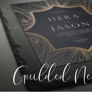 Convite Dark Emerald Green e Faux gold Art Nouveau