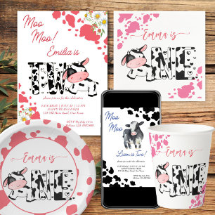 Convite Festa de aniversário de vaca negra e azul-doce