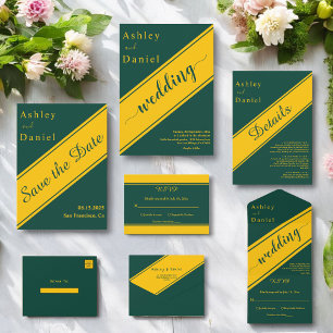 Elegante Casamento Moderno de Luxo Verde e Dourado