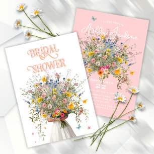 Adesivo Redondo Chá de panela de Buquê de flor selvagem da noiva