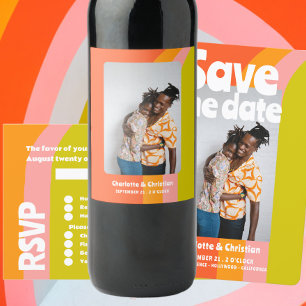 Rótulo De Garrafa De Cerveja Casamento de Boas-vindas ao Bold Retro Citrus