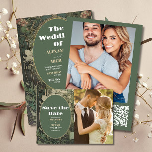 Reserve A Data Foto Vintage Floral Art Nouveau Casamento