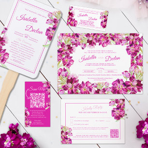 Cartão De Informações Detalhes do casamento floral cor-de-rosa estoque c