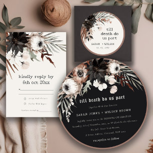 Adesivo Redondo Casamento Botânico Bótico Rust Negro