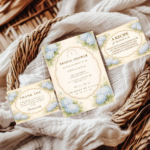 Cartão De Agradecimento Chá de Bebê de Noiva de Jardim de Hortênsias Azuis