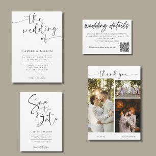 Convite Escuro Elegante Preto e Branco O Casamento de