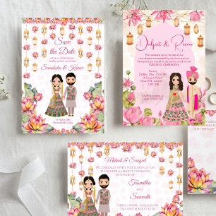 Convite Lotus lanterns Mhndi sangeet