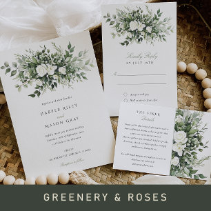 Convite Elegante Floral Greenery Wedding