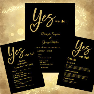 Convite Sim, Fazemos Casamento Dourado Rosa Quente