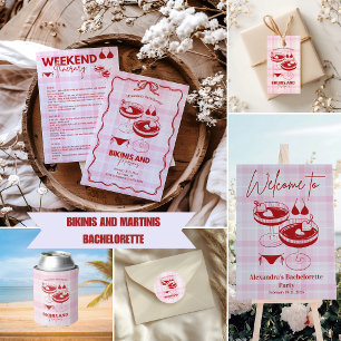 Rótulo De Garrafa De Vinho Bikinis E Martinis Bachelorette