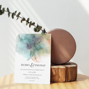 Convite Abstrato de Aquarela   Paint Splash Wedding