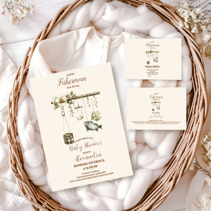 Convite Pequeno Chá de fraldas de Pesca ao ar livre