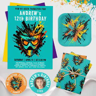 Adesivo Redondo Legal Festa de aniversário de Paintball Laranja Mo