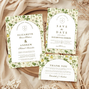 Cartão RSVP Casamento no Jardim com Arco Botânico Neutro