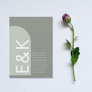 Convite Casamento de Arco do Monograma Moderno Preto Premi