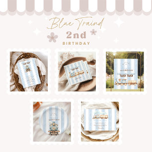 Convite Segundo aniversário do comboio azul Vintage