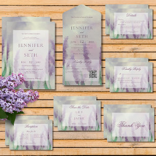 Convite Casamento Moderno Boho de Campo Flor Lilac