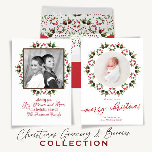 Convite Feliz Natal Red Green Pinecone - Festa de Padrão